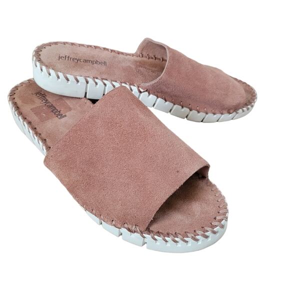 Jeffrey Campbell Pave Leather Suede Slides Sandals Size 7M Dusty Rose Pink - Picture 1 of 6